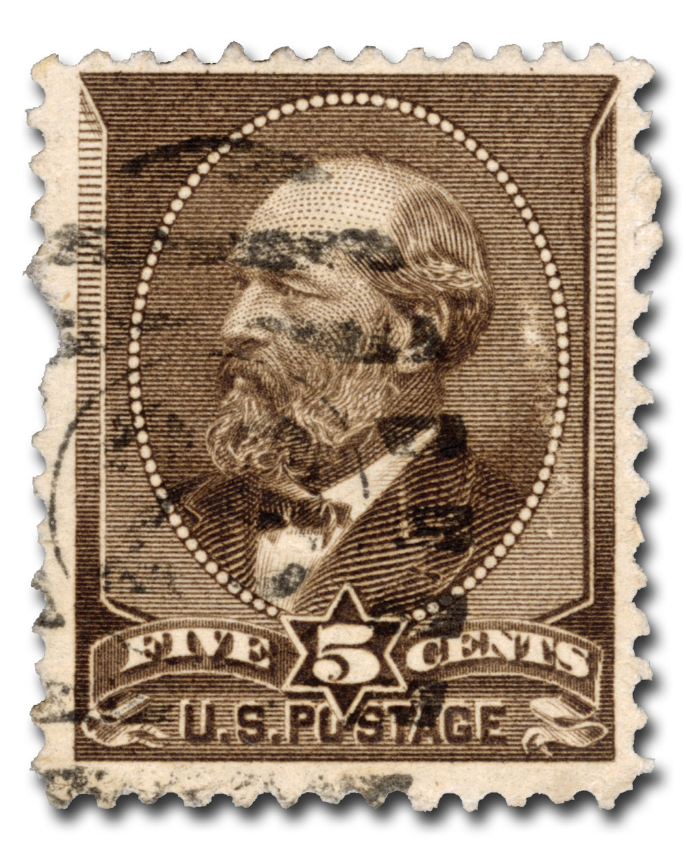 205 - 1882 5c James A. Garfield, Yellow Brown, Soft Paper, Perf