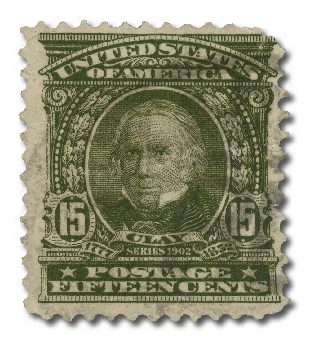 309 - 1903 15c Henry Clay, Olive Green, Double Line Watermark