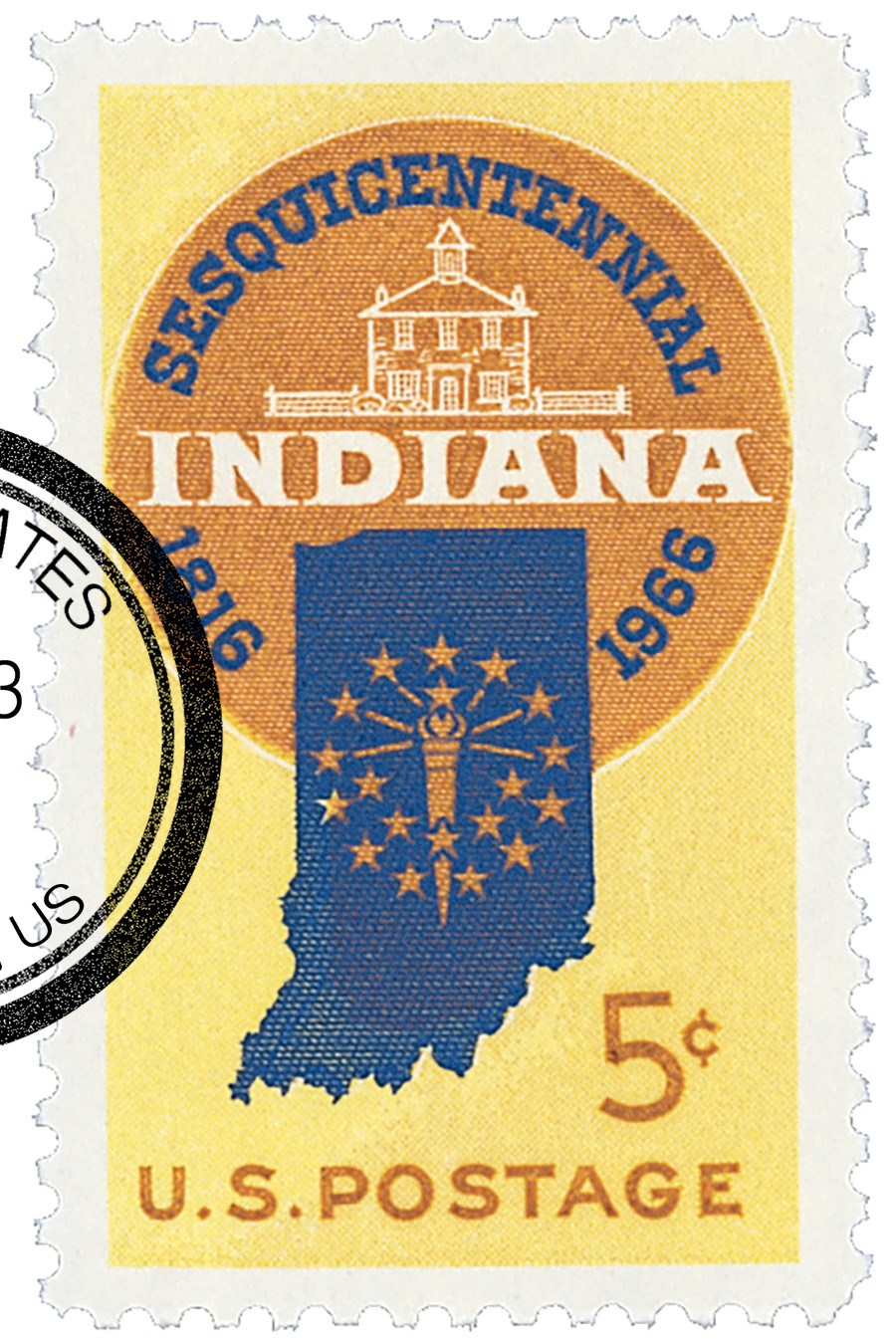 1308 - 1966 5c Indiana Statehood - Mystic Stamp Company