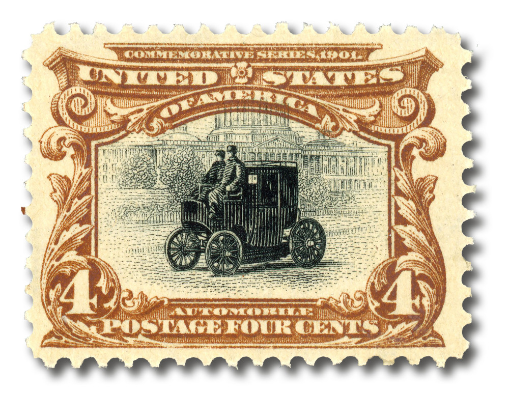 296 - 1901 4c Electric Automobile, Deep Red Brown & Black