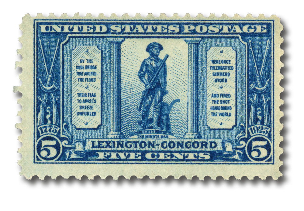 珍しい切手　アメリカ歴史 American Stamps Vintage 619 - 1925 5c The Minuteman, Dark Blue - Mystic Stamp Company