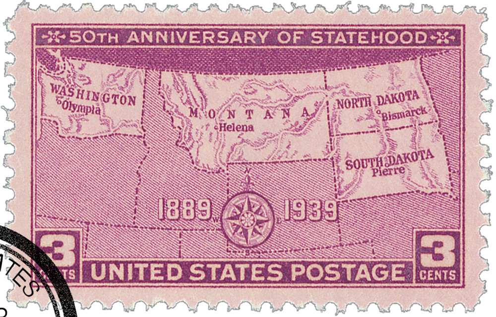 858 - 1939 3c Four States Statehood 50th Anniversary