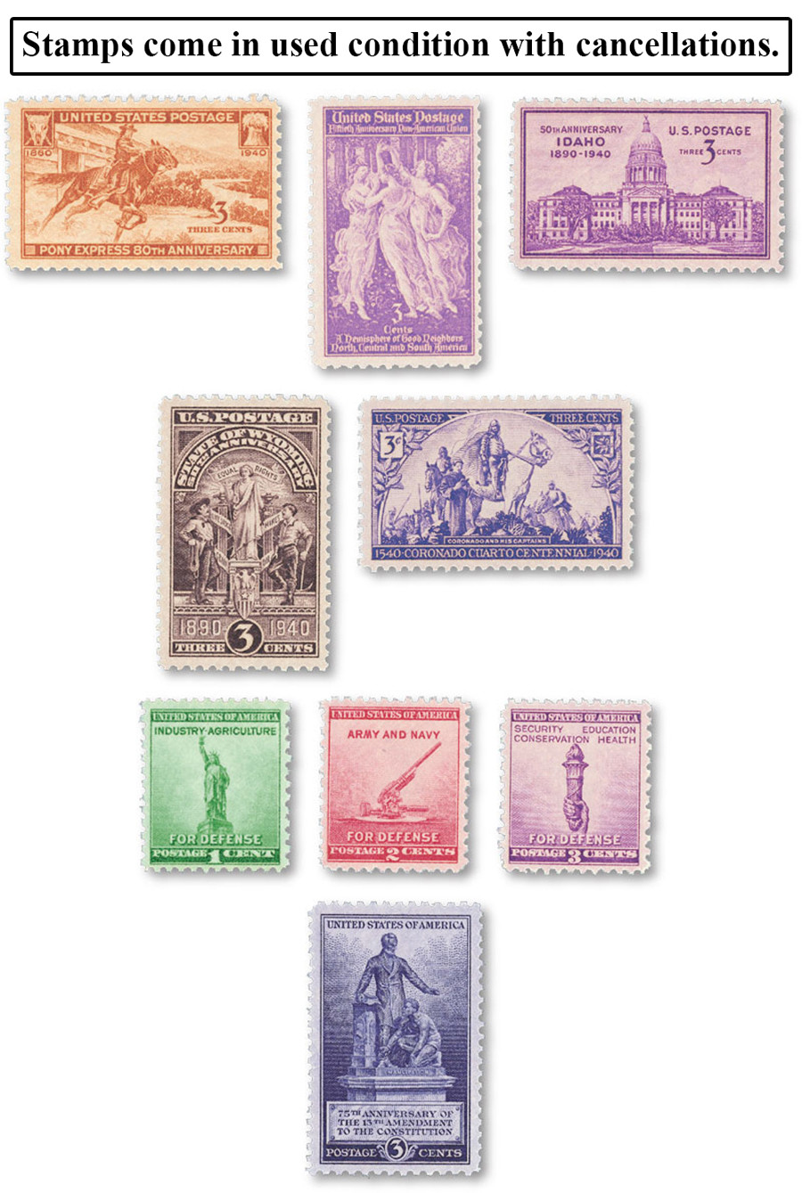 コレクション Limited rare stamps 15 stamps YS1940 - 1940 Commemorative Stamp Year Set - Mystic Stamp Company