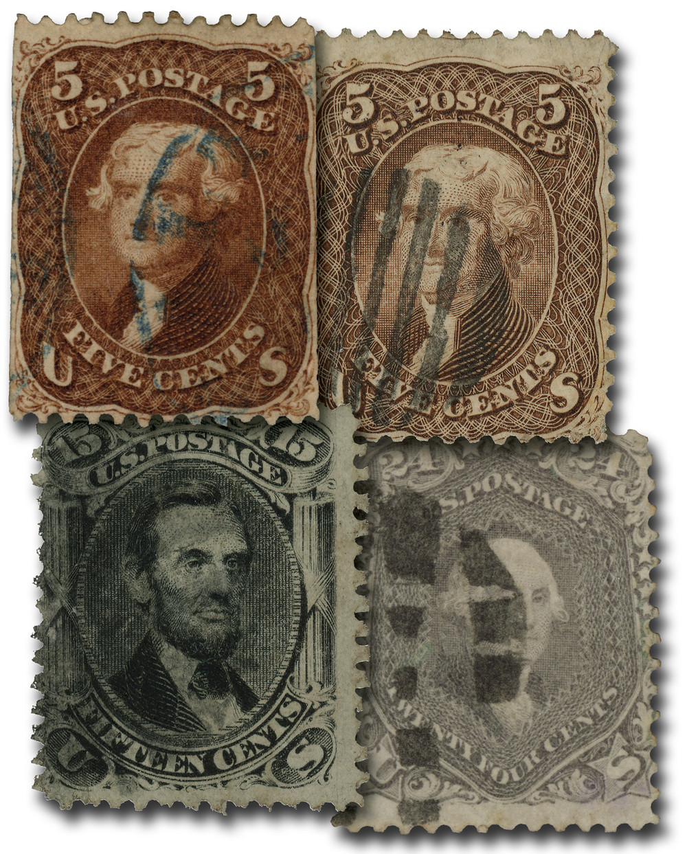 75-78 - 1861-66 5c-24c Civil War Issues, 4 Stamps - Mystic Stamp