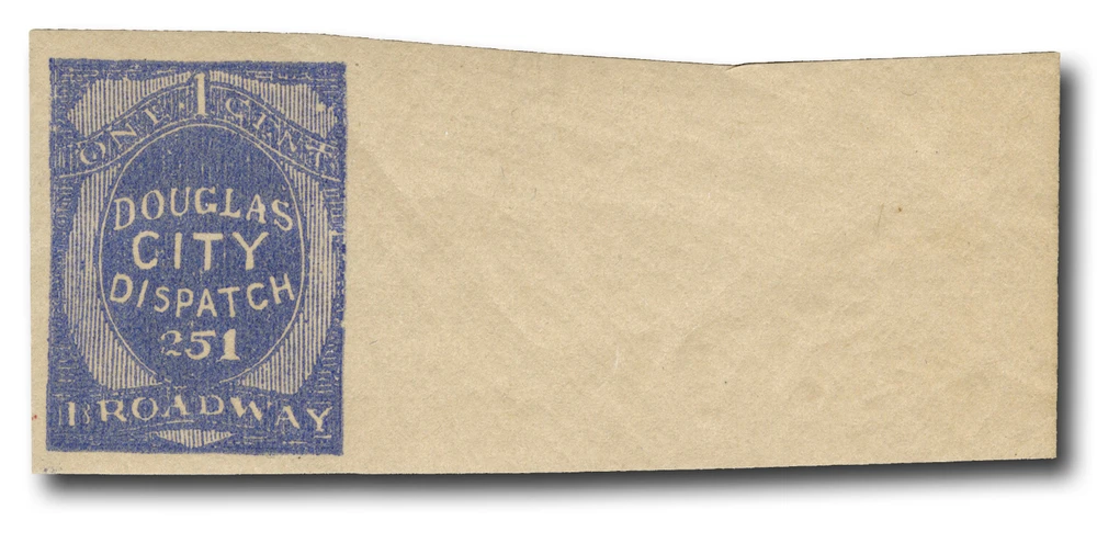 59L6a - 1879 1c Douglas' City Dispatch, Slate Blue on White Paper