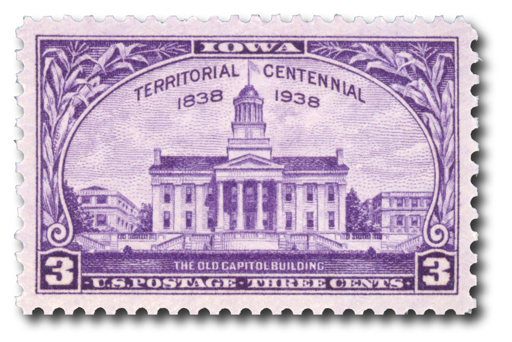 stamps 3.1～ 838 - 1938 3c Iowa Territory Centennial, Violet - Mystic Stamp Company