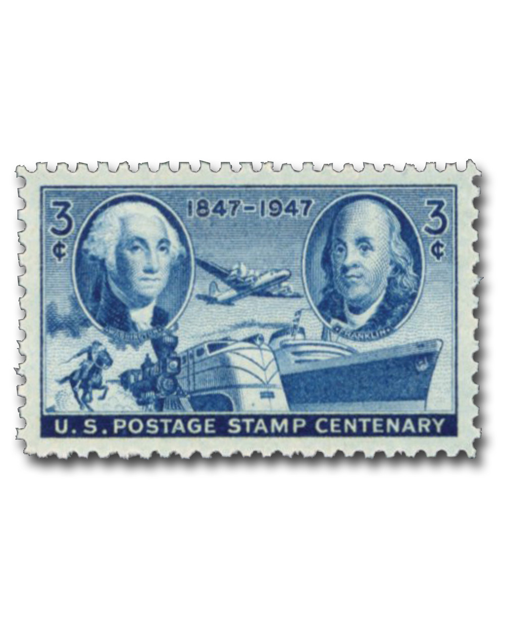 切手3 947 - 1947 3c US Postage Stamp Centenary - Mystic Stamp Company