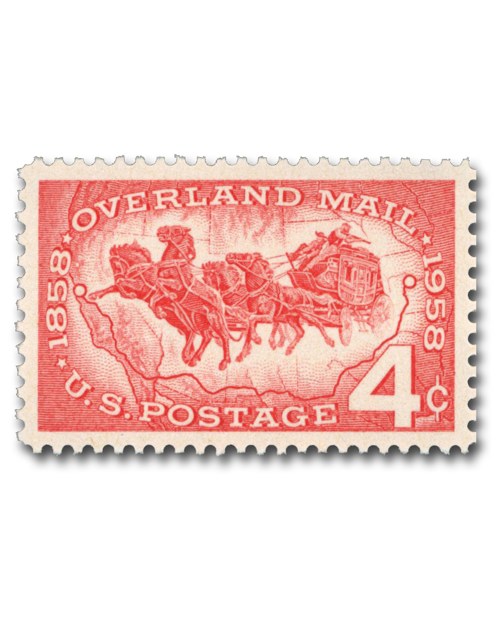1120 - 1958 4c Overland Mail - Mystic Stamp Company