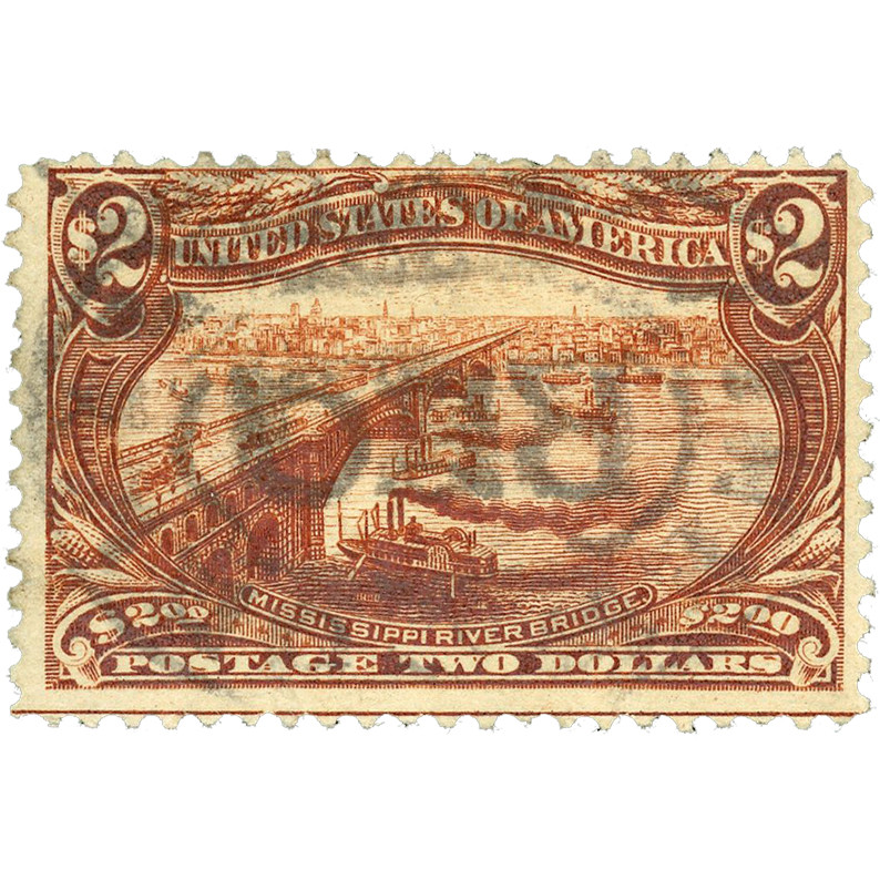 293 - 1898 $2 Mississippi River Bridge, Orange Brown - Mystic