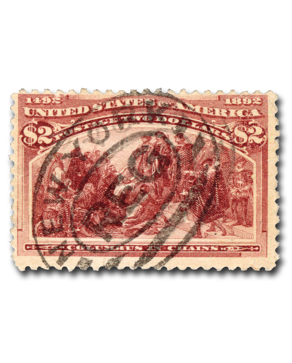 242 - 1893 $2 Columbus in Chains, Brown Red - Mystic Stamp Company