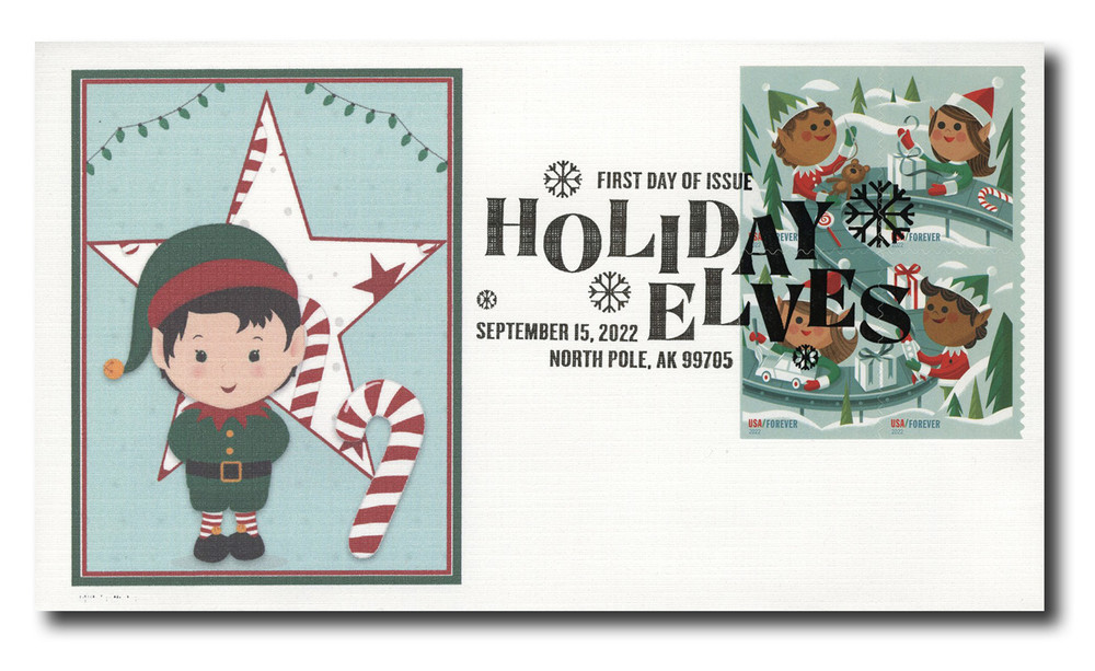 5722-25 - 2022 First-Class Forever Stamps - Holiday Elves - Mystic  display picture 1