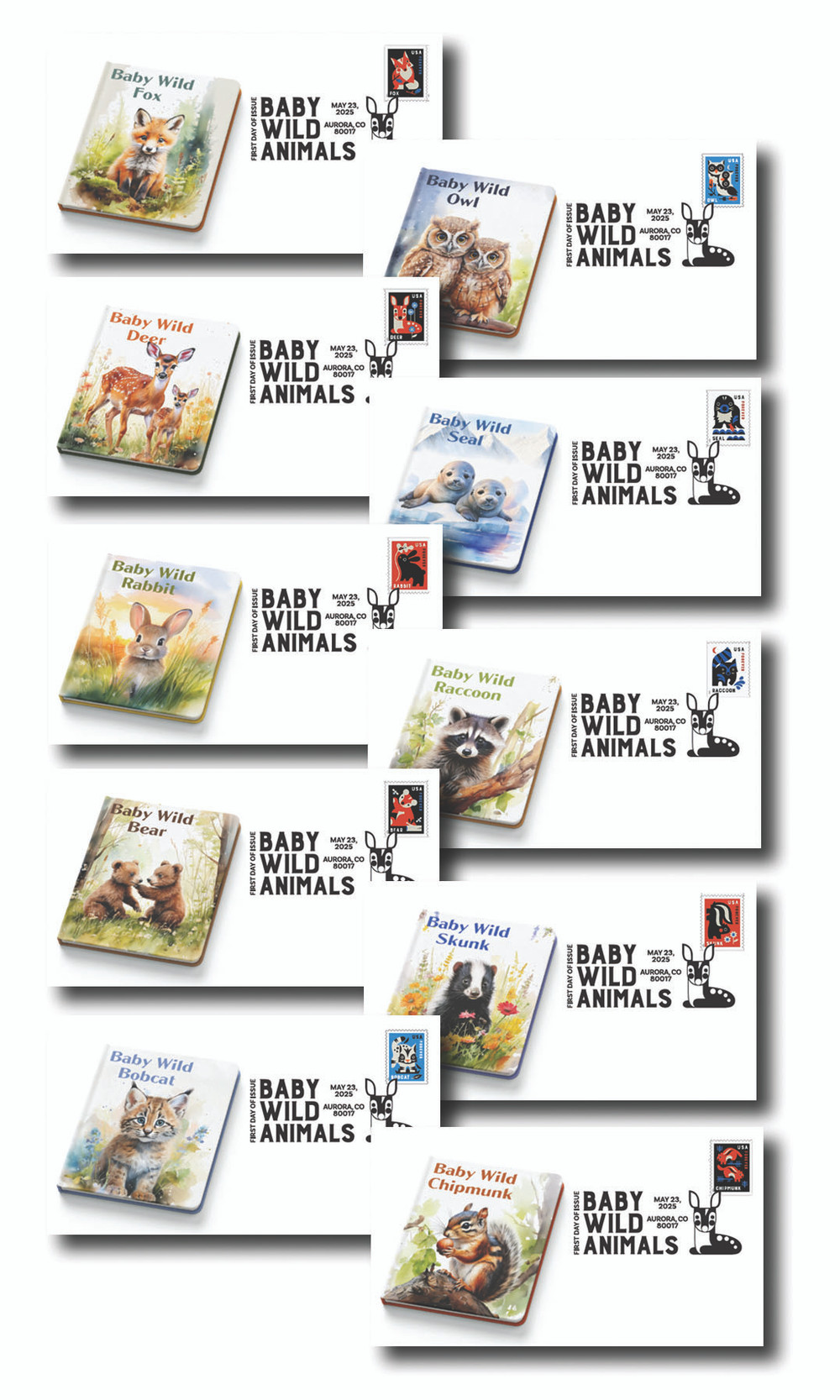 Baby Wild Animals Digital Color Postmarks - View #2