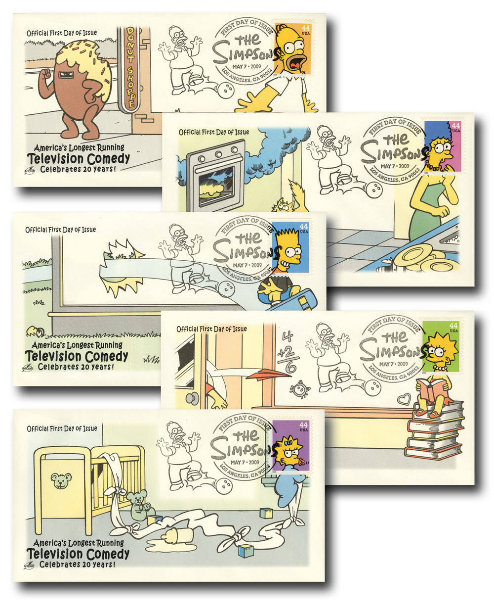 4399-4403 - 2009 44c The Simpsons - Mystic Stamp Company