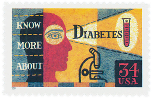3503 - 2001 34c Diabetes Awareness - Mystic Stamp Company