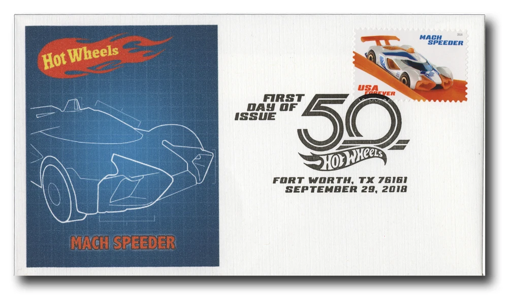5325 - 2018 First-Class Forever Stamp - Hot Wheels: Mach Speeder