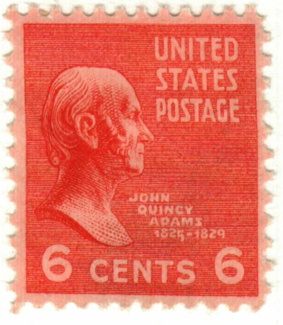 811 - 1938 6c John Quincy Adams, Red Orange, Perf. 11x10.5