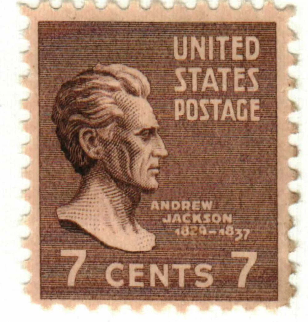 812 - 1938 7c Andrew Jackson, Sepia, Perf. 11x10.5 - Mystic Stamp
