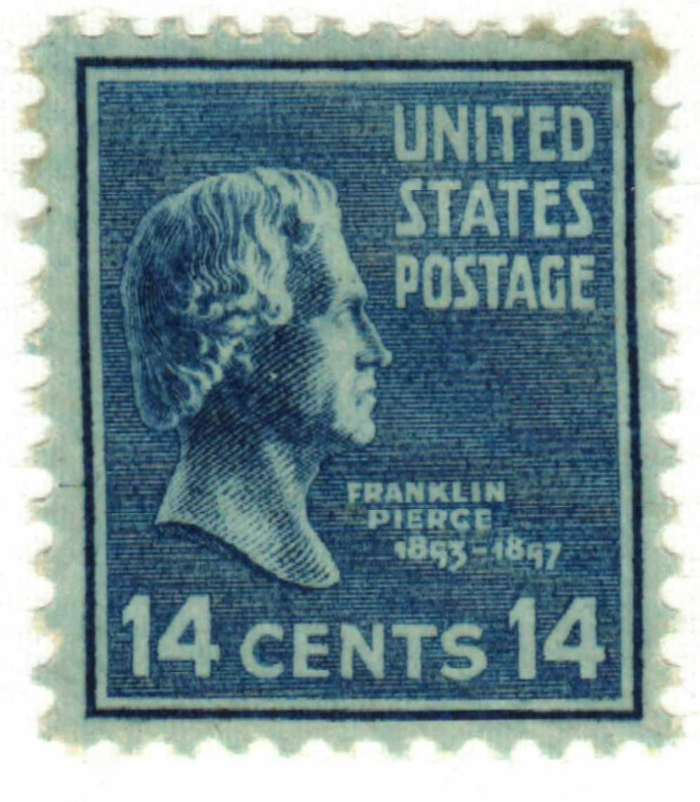 819 - 1938 14c Franklin Pierce, Blue - Mystic Stamp Company