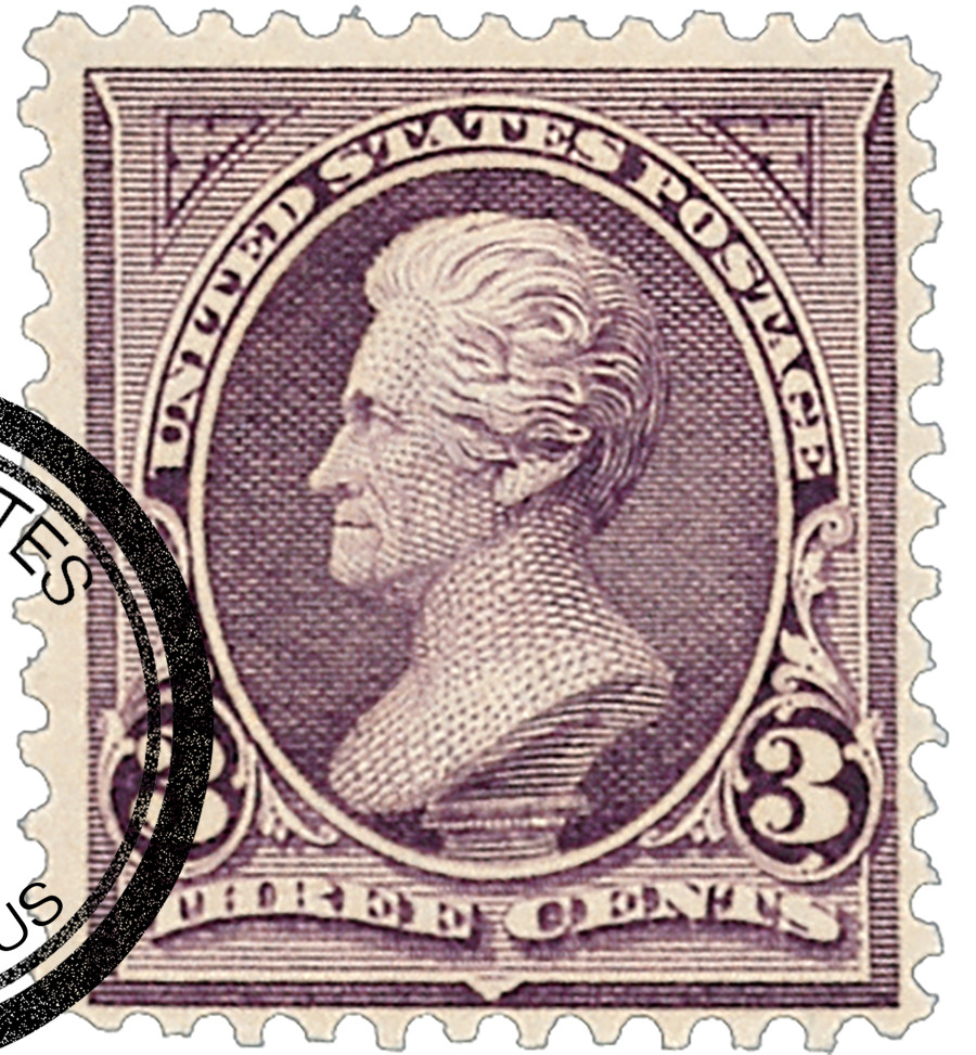 268 - 1895 3c Andrew Jackson, Purple, Double Line Watermark, Perf