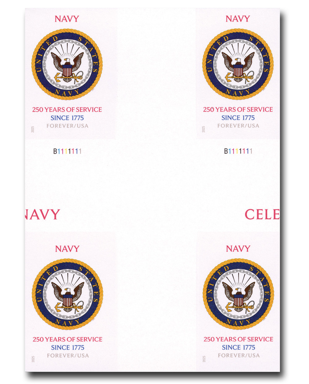 6004a - 2025 First-Class Forever Stamp - Imperforate US Navy 250th