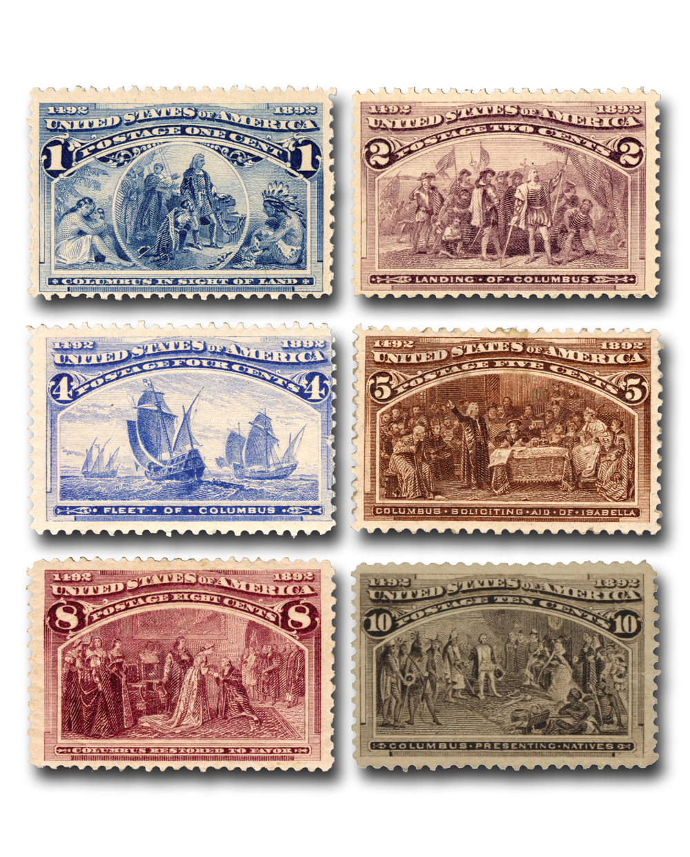 230//37 - 1893 Columbians Exposition, Set of 6 Stamps - Mystic