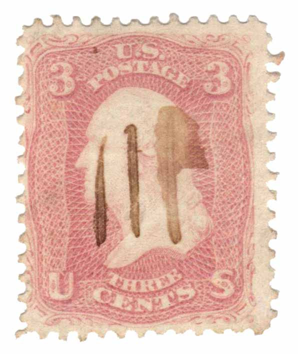 米国アンティーク切手 1861年 使用済 ジョージ・ワシントン 3￠切手