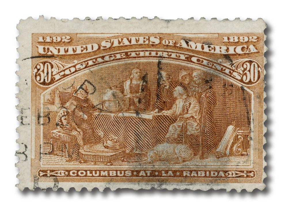 ディズニーのCOLUMBUS 239 - 1893 30c Columbus at La Rabida, Orange Brown - Mystic Stamp