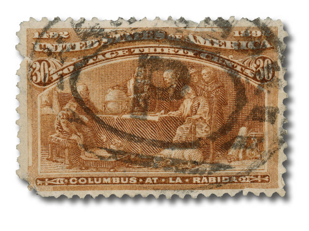 239 - 1893 30c Columbus at La Rabida, Orange Brown - Mystic Stamp