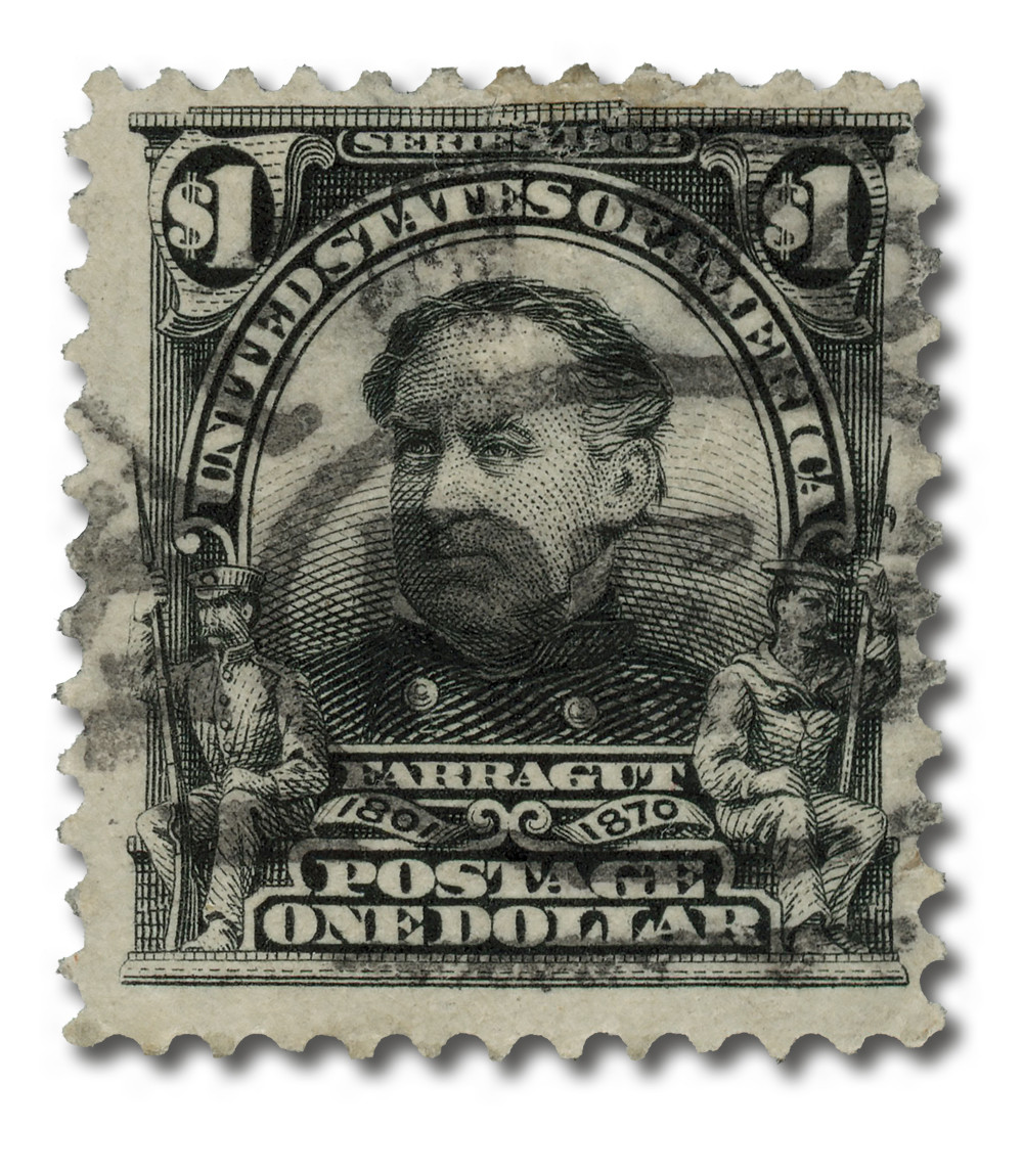 311 - 1903 $1 David G. Farragut, Black, Double Line Watermark