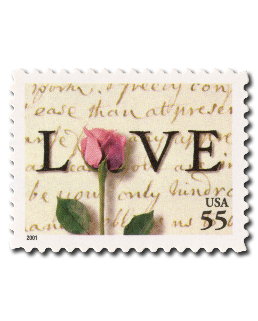 3499 - 2001 55c Love Series: Rose & Love Letter - Mystic Stamp Company