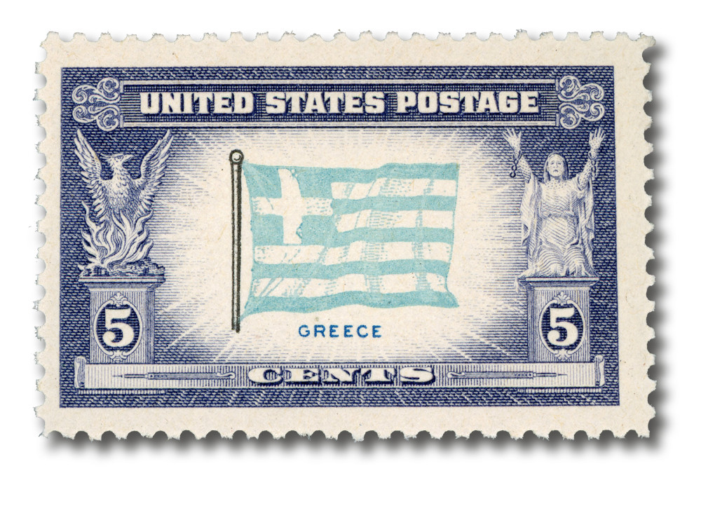 916 - 1943 5c Overrun Countries: Flag of Greece - Mystic Stamp Company
