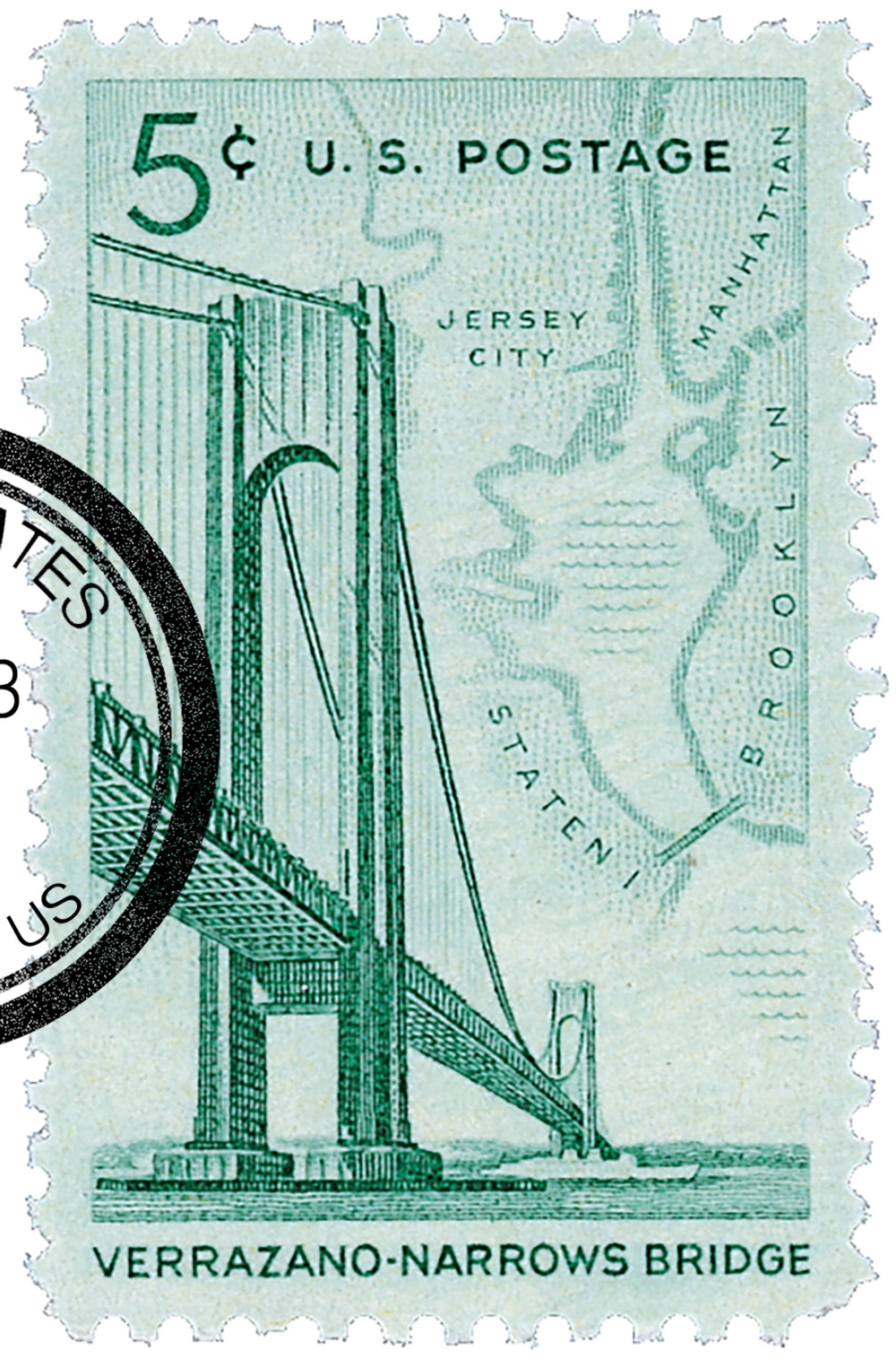1258 - 1964 5c Verrazano-Narrows Bridge - Mystic Stamp Company
