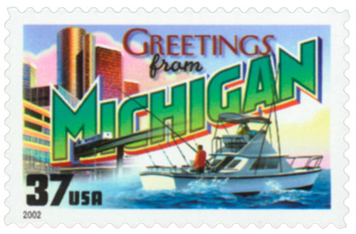 3717 - 2002 37c Greetings from America: Michigan - Mystic Stamp