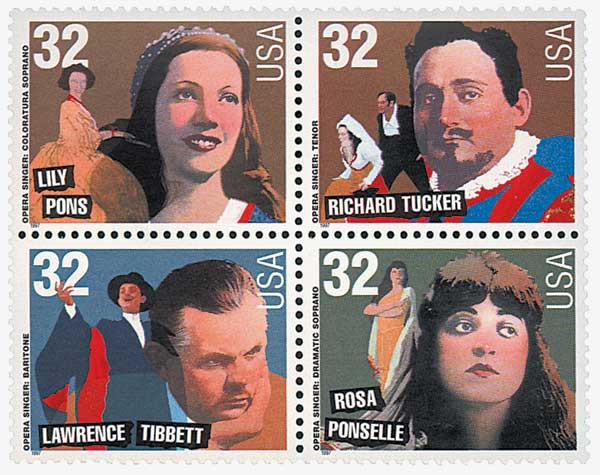 3154-57 - 1997 32c Opera Singers - Mystic Stamp Company 3154-57 - 1997 32c Opera Singers - Mystic Stamp Company