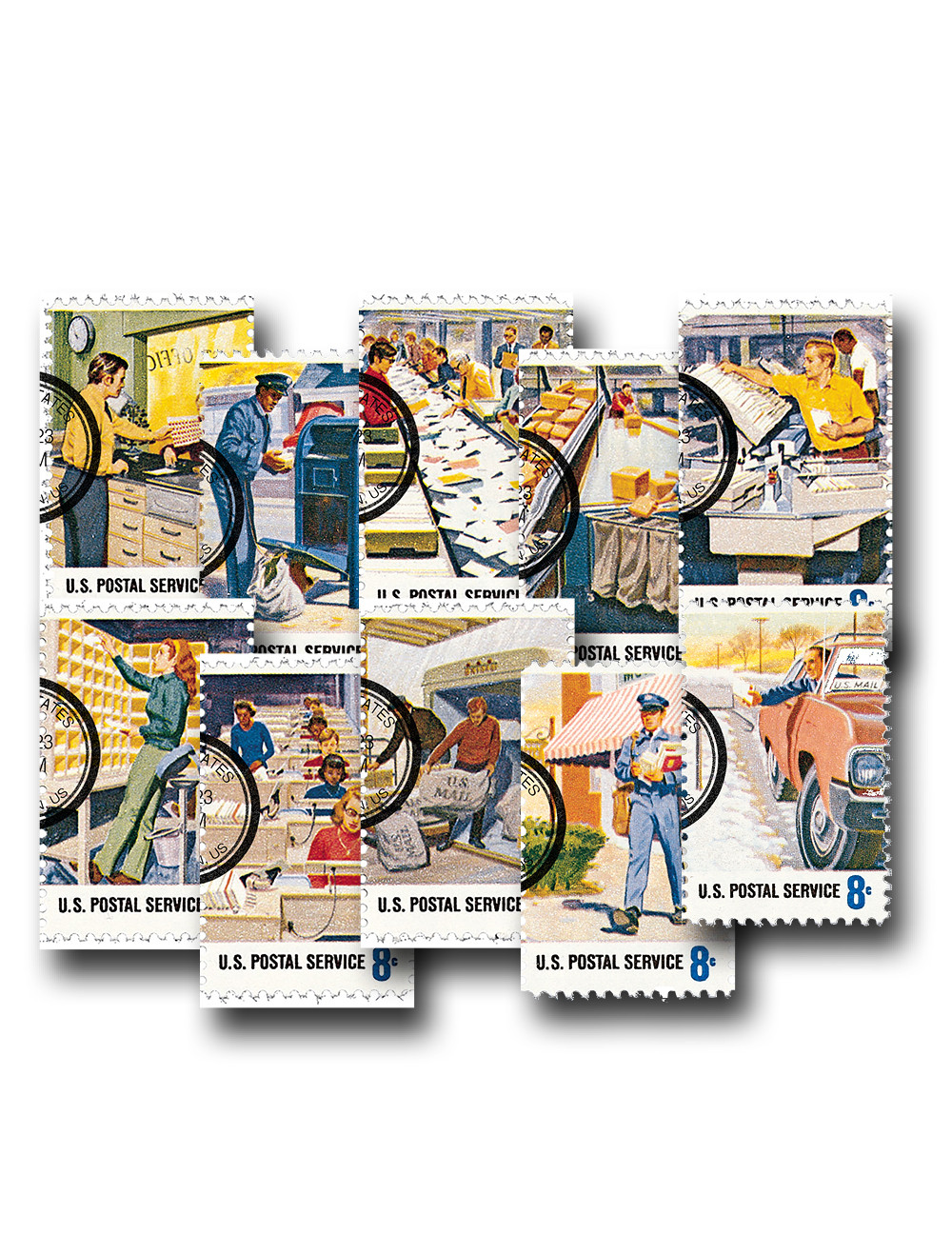 1489-98 - 1973 8c Postal Service Employees - Mystic Stamp Company