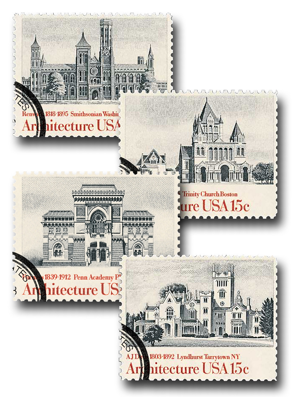 Bloc De Timbres USA Architecture 1981 – 4 Timbres Neufs MNH – Collection Philatélie – Prophila