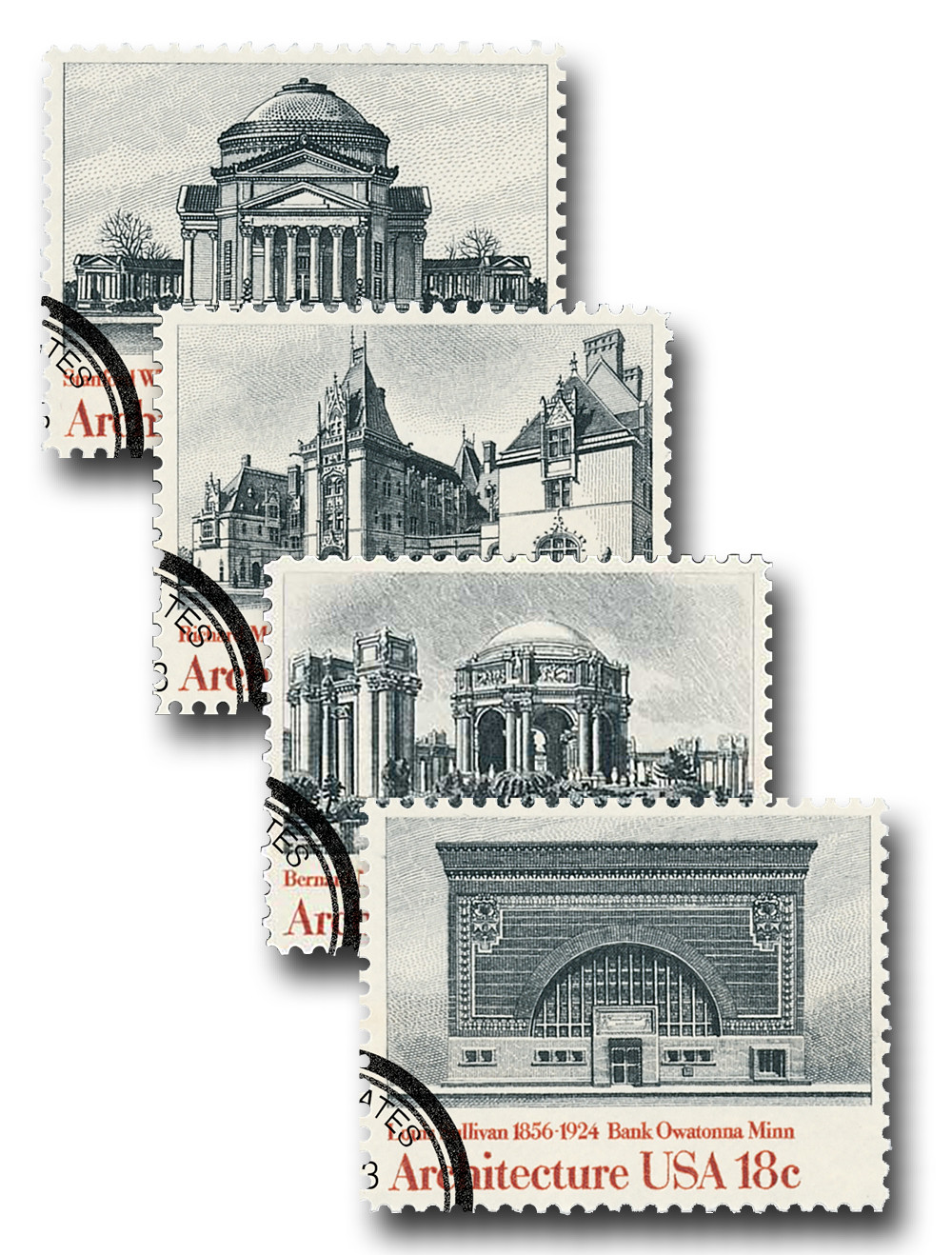 1928-31 - 1981 18c American Architecture - Mystic Stamp Company