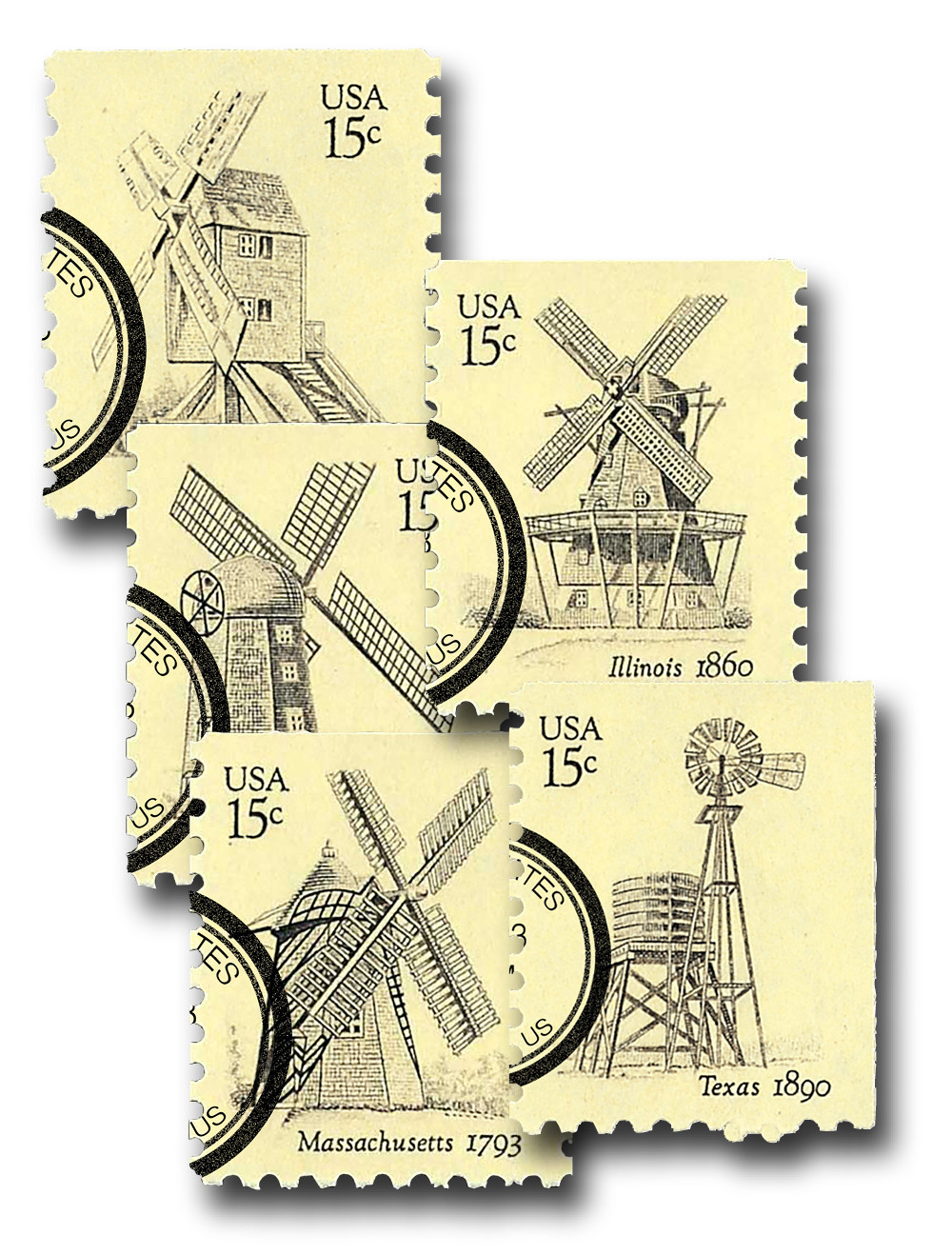 1738-42 - 1980 15c USA Windmills - Mystic Stamp Company