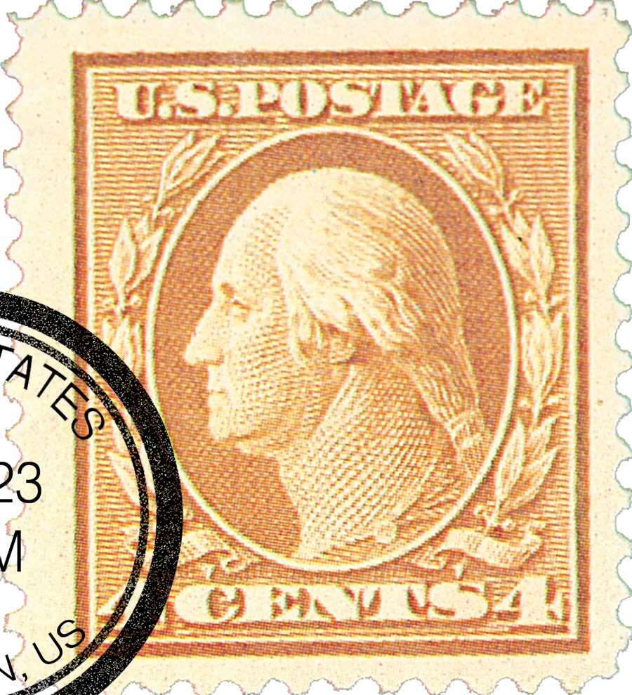 ｍ❤︎ 427 - 1914 4c Washington, Brown, Single Line Watermark, Perf. 10