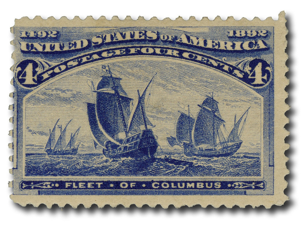 233a - 1893 4c Fleet of Columbus, Blue, Color Error, with Free