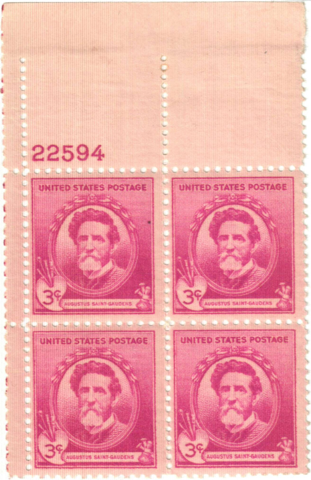 886 - 1940 3c Famous Americans Series: Augustus Saint-Gaudens