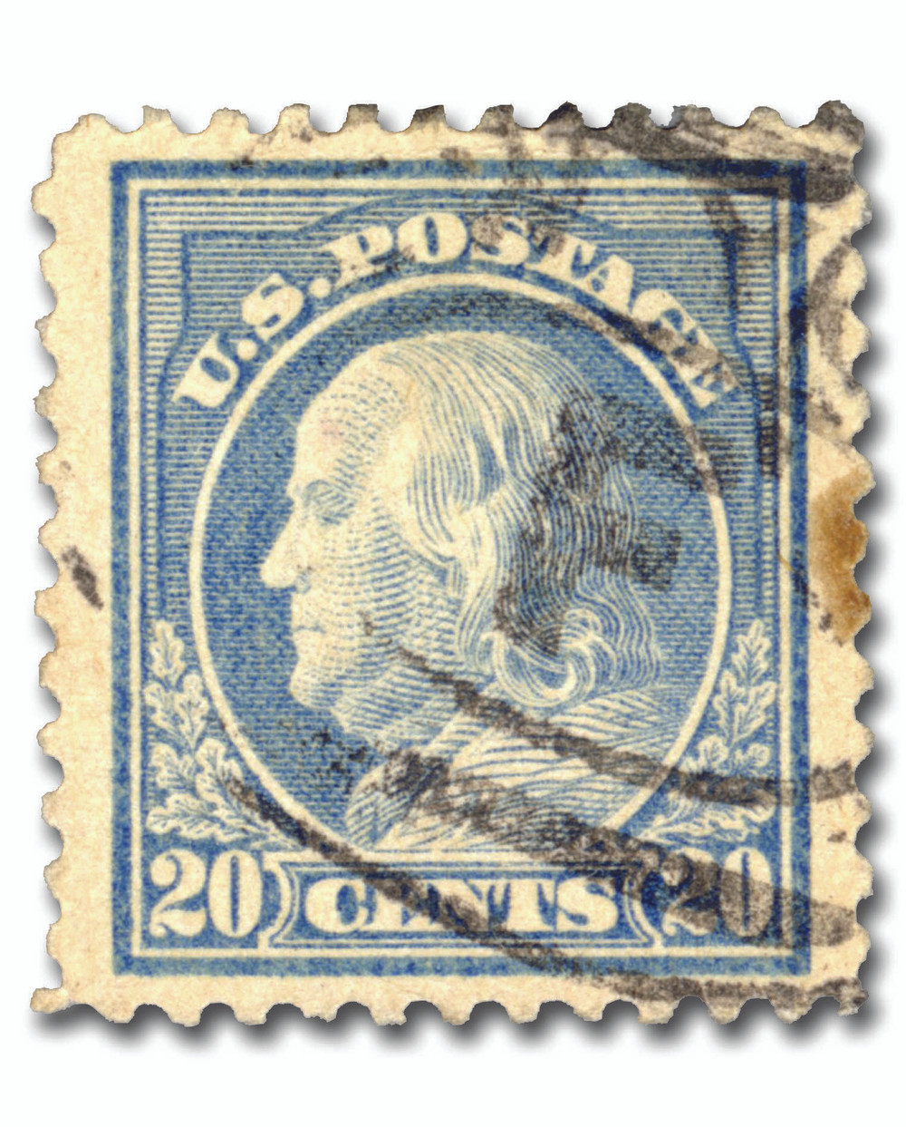 515 - 1917 20c Franklin, Ultramarine, Unwatermarked, Perf. 11