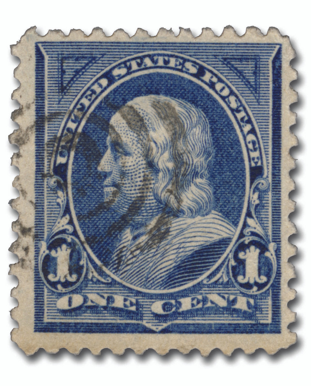 247 - 1894 1c Franklin, Blue, Unwatermarked, Perf. 12 - Mystic