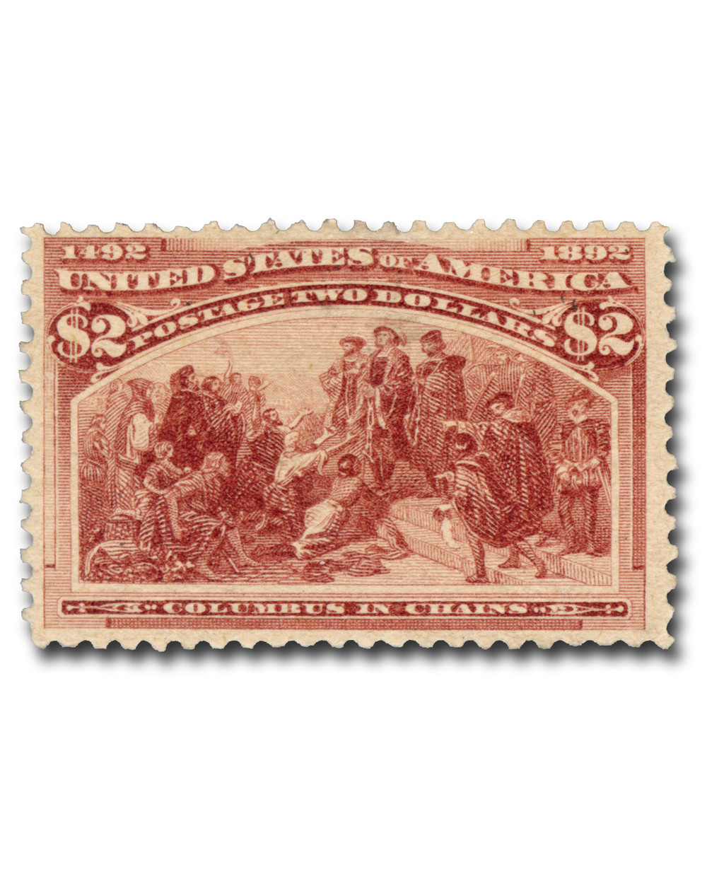 242 - 1893 $2 Columbus in Chains, Brown Red - Mystic Stamp Company