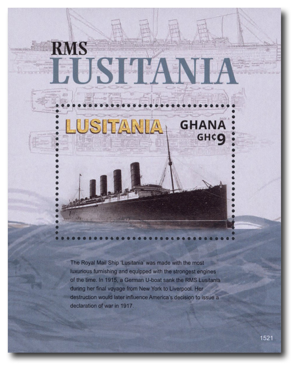 Ghana RMS Lusitania Ship Commemorative Stamp