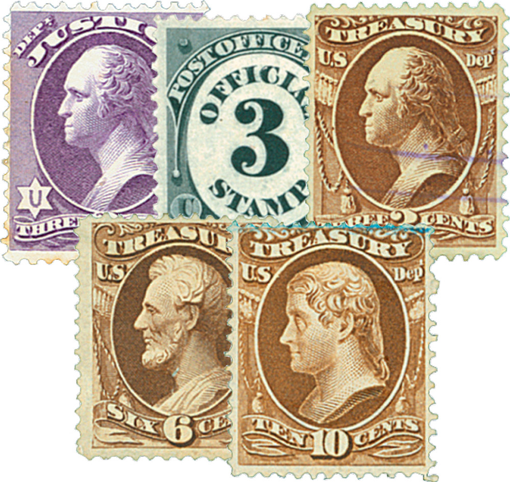 O106//O111 - 1879 Officials with Free BOB Pages, Set of 5