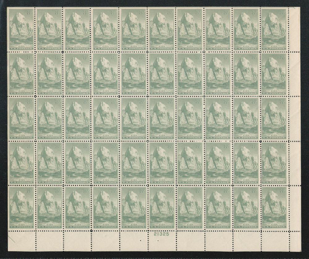 ロサンゼルス('82米) 747 - 1934 8c Zion, Utah, Sage Green, Perf. 11 - Mystic