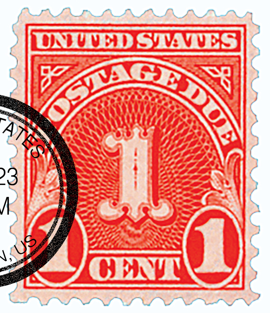 J80 - 1931 1c Postage Due - Rotary Press - dull carmine - Mystic