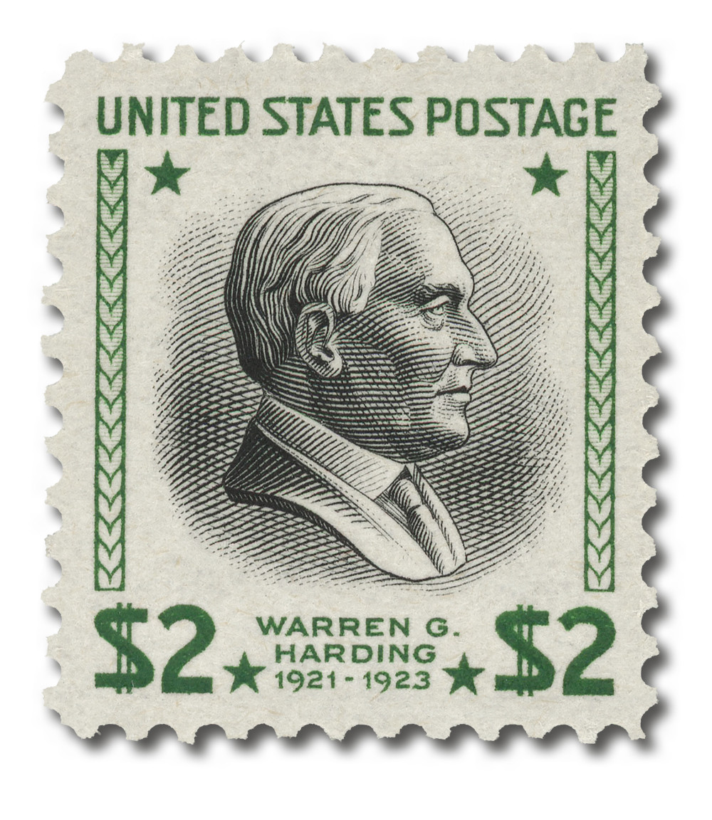 833 - 1938 $2 Warren G. Harding, Yellow Green & Black - Mystic