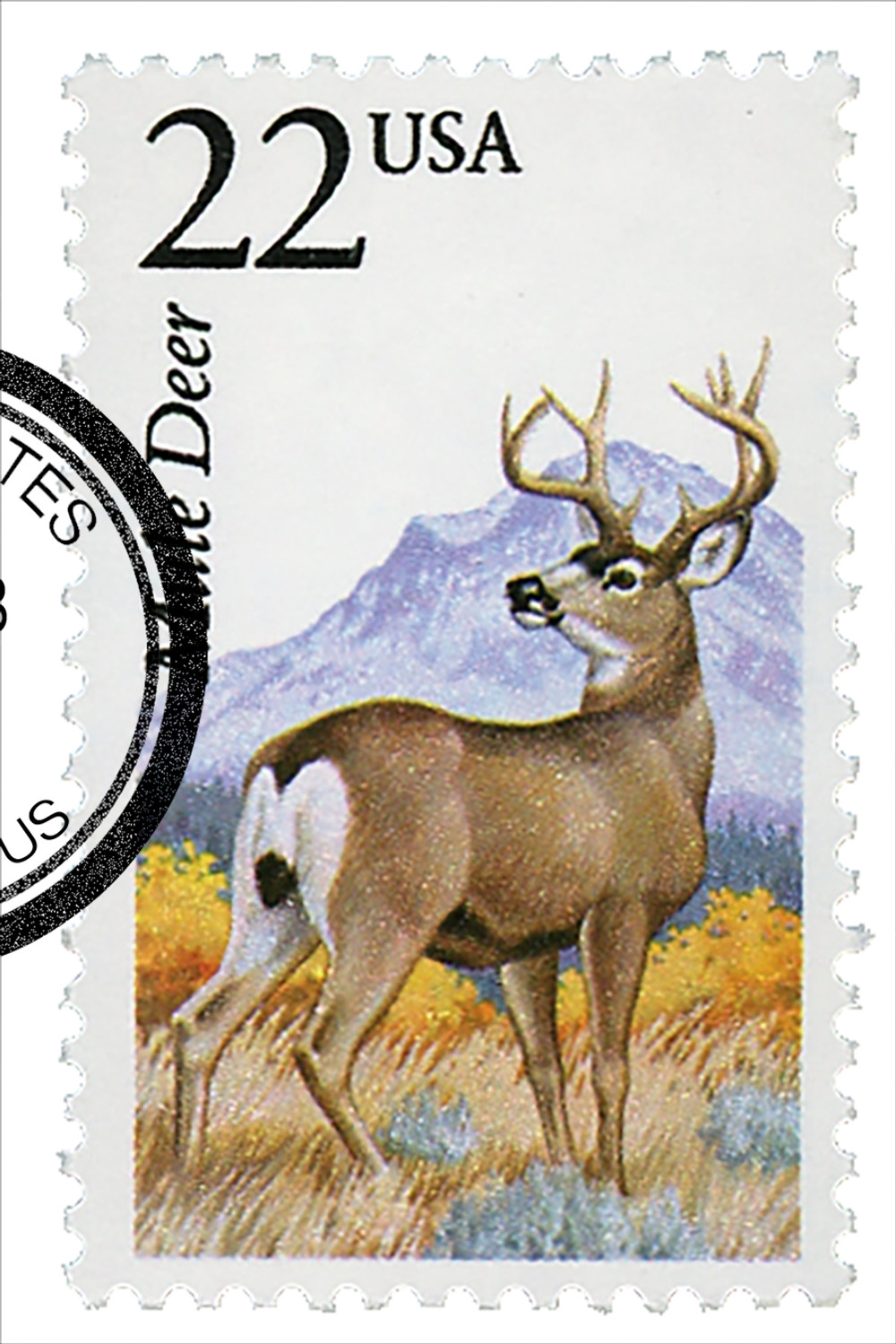 2294 - 1987 22c North American Wildlife: Mule Deer - Mystic
